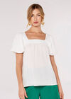 Short Sleeve Milkmaid Top, White, large