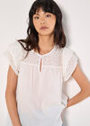 Broderie Yoke Cotton Top, White, large