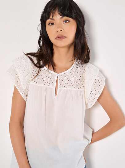 Broderie Yoke Cotton Top