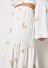 Paisley Embroidered Tiered Maxi Skirt, Cream, large