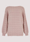 Cable Stripe Batwing Aran Jumper, Pink, large