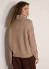 Melange Roll Neck Jumper, Mocha, large