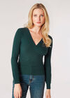 Rib Knit Wrap Top, Green, large