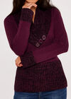 Button Mix Knit Jumper, Burgundy, large