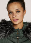 Faux Fur Hood Puffer Jacket, Green, large