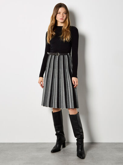 Geometric Stripe Knitted Midi Dress