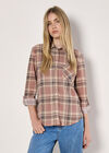 Waffle Jersey Check Shirt, Pink, large