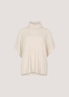 Waffle Knit Batwing Top, Cream, large