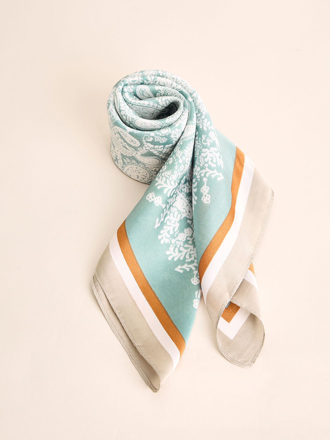 Blue Paisley Satin Head Scarf
