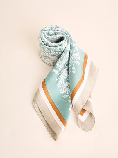 Blue Paisley Satin Head Scarf