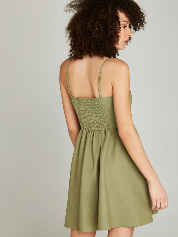 Button Down Cami Dress, Khaki, large