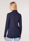 Waffle Knit Button Wrap Top, Navy, large