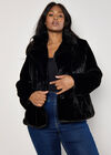 Curve Faux Fur Short Jacket, Black, large