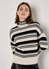 Pointelle Mixed Stripe Jumper, Black, large