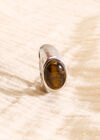 Silver Tone Brown Stone Ring, Brown, large