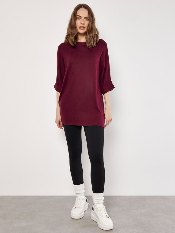 Soft Touch Batwing Top, Burgundy, large