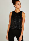 Sequin Crop Top, Black, large