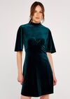 Fit And Flare Velvet Mini Dress, Green, large