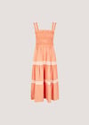 Crochet Lace Tiered Midi Dress, Coral, large