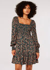 Paisley Milkmaid Mini Dress, Green, large