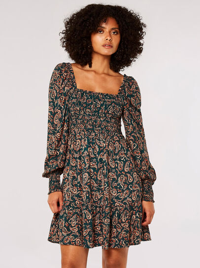 Paisley Milkmaid Mini Dress