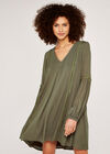 Lace Detail Smock Dress, Khaki, large