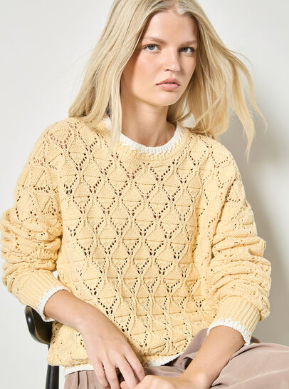 Pointelle Knit Blanket Stitch Jumper