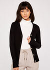 Ribbed Button Down Cardigan, Black, large