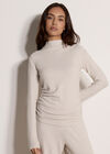 Side Ruched Soft-Touch Top, Stone, large