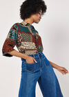 Patchwork Paisley Boxy Shirt, Rust, large