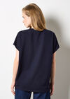 Decorative Button Jersey T-Shirt, Navy, large