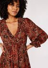 Paisley Ruffle Midaxi Dress, Rust, large