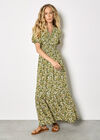 Ditsy Floral Tiered Maxi Dress, Green, large
