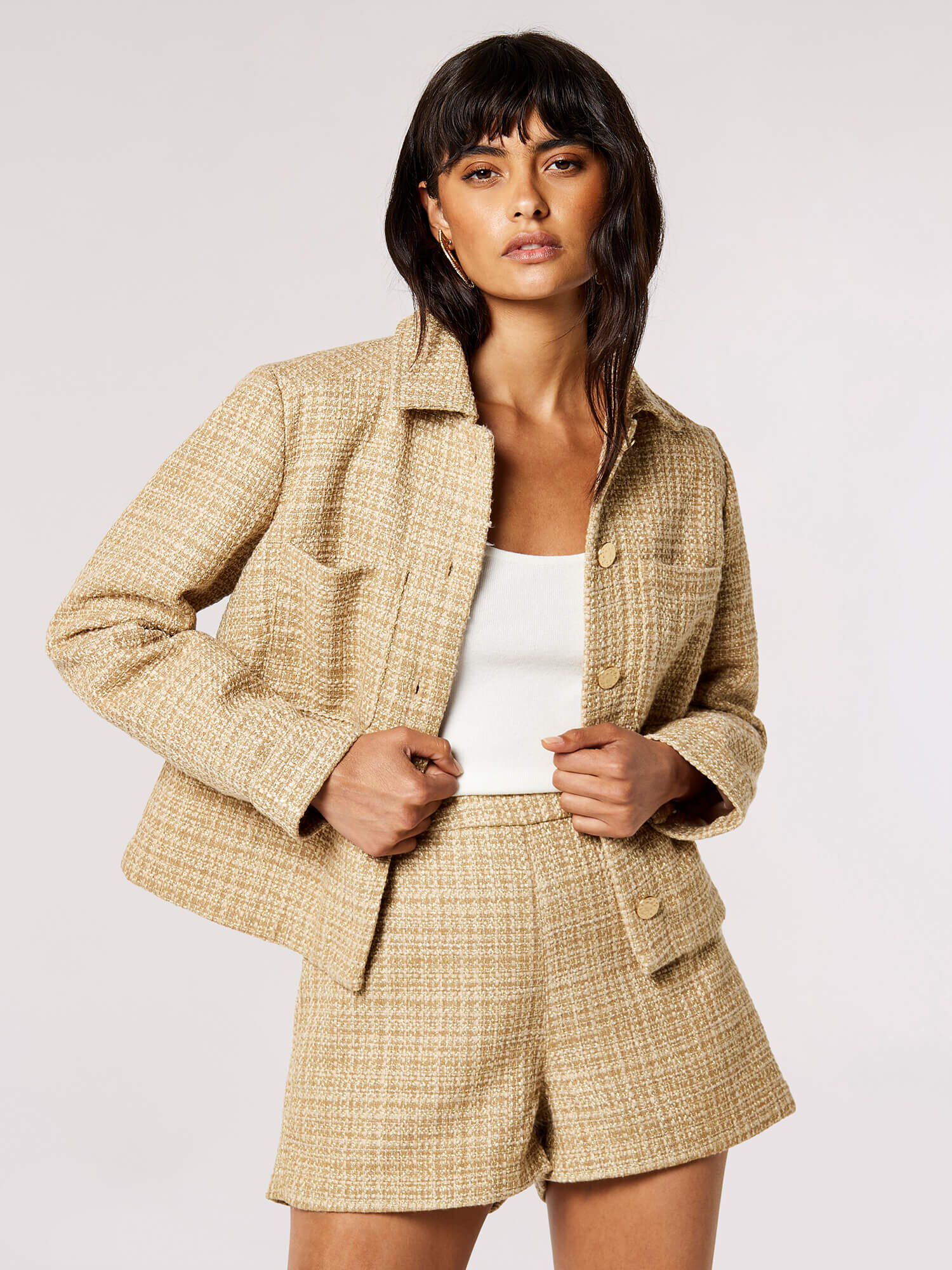 Tweed blazer and cheap shorts set