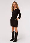 Utility Shirt Mini Dress , Black, large
