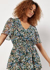 Ditsy Floral Chiffon Mini Dress, Green, large