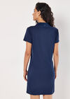 Ribbed Polo Mini Dress, Navy, large