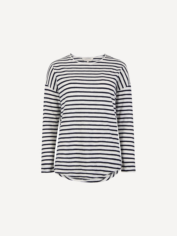 Soft Slub Jersey Stripe Top, White, large