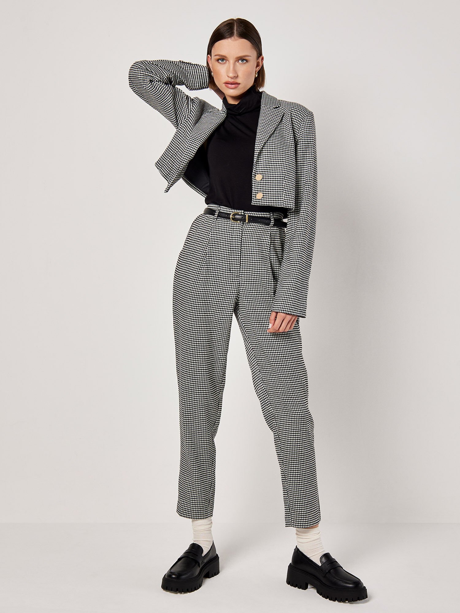 Dogtooth cropped trousers hotsell