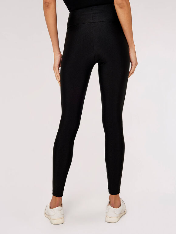 Wet Look Leggings, Black, large