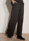 Herringbone Wide-Leg Trousers, Dark Grey/Charcoal, large