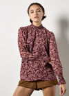 Paisley Print Chiffon Top, Burgundy, large