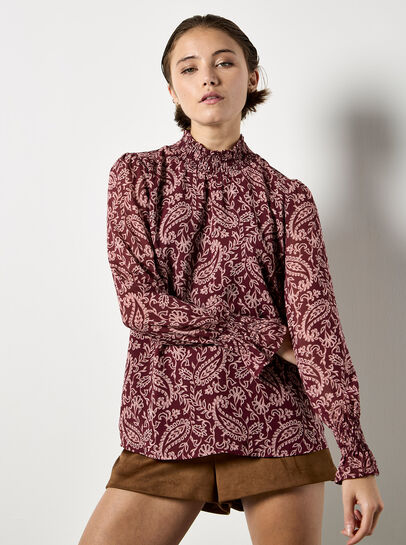 Paisley Print Chiffon Top