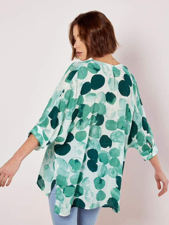 Paint Circles Print Top, Green, large