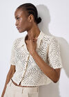 Floral Cotton Crochet Cardigan, Stone, large