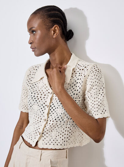 Floral Cotton Crochet Cardigan