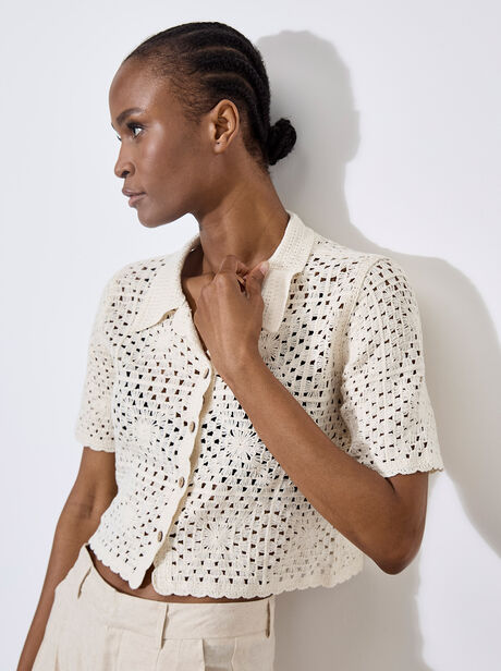 Floral Cotton Crochet Cardigan