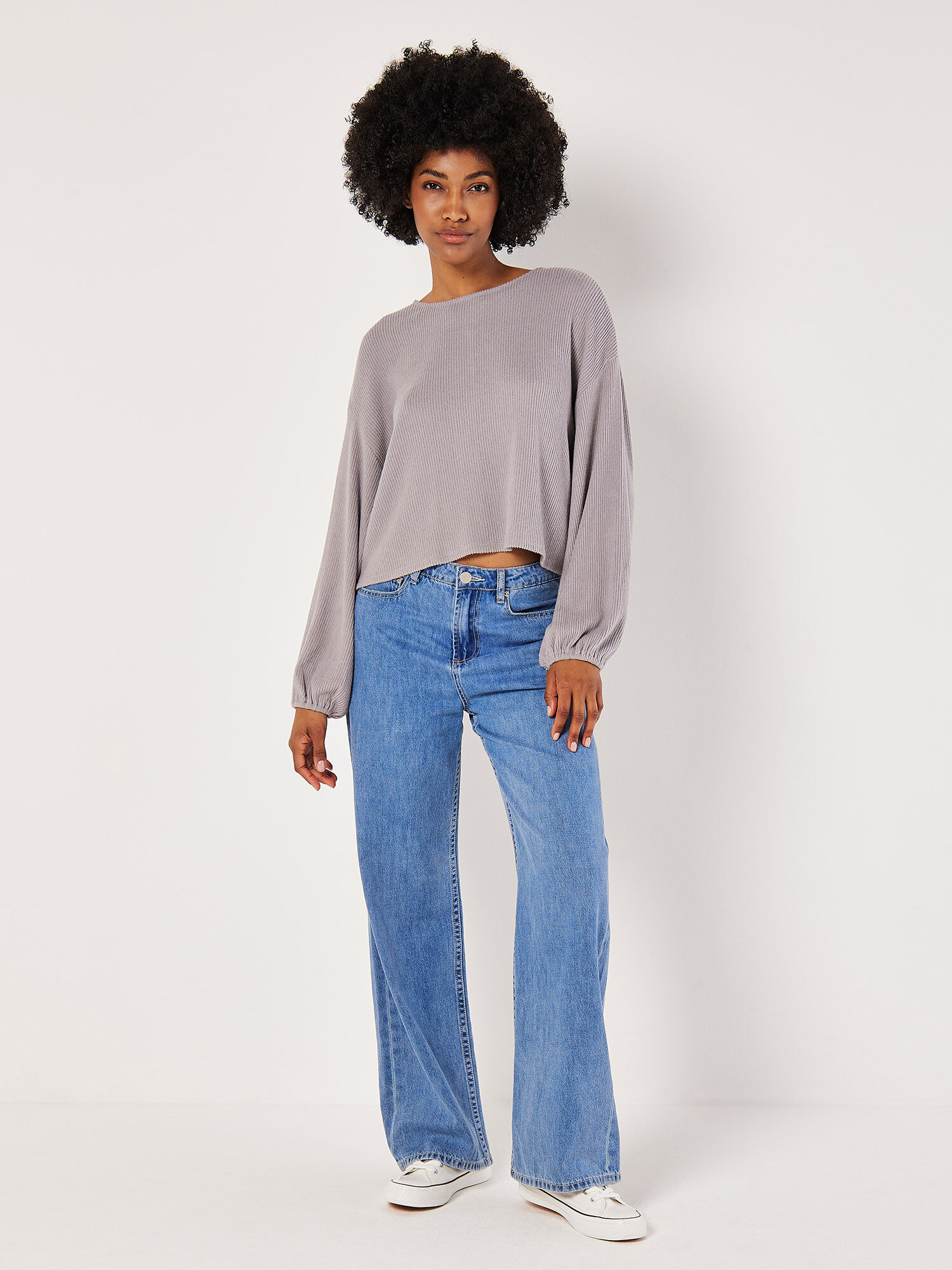 Button Back Ribbed Soft Touch Top | Apricot Clothing