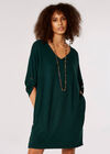 Soft-Touch Cocoon Mini Dress, Green, large