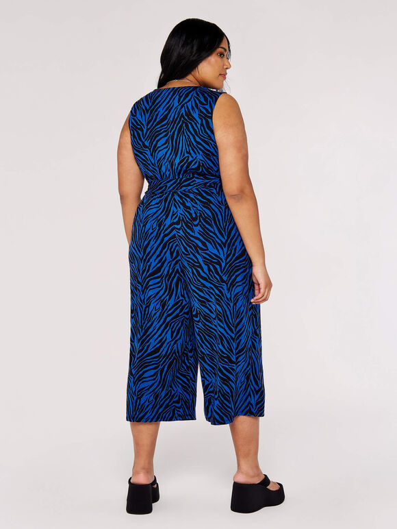 Curve Zebra Print Jumpsuit, Blue, large